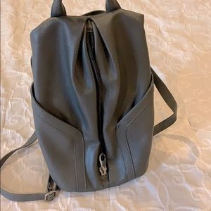 Gray leather backpack